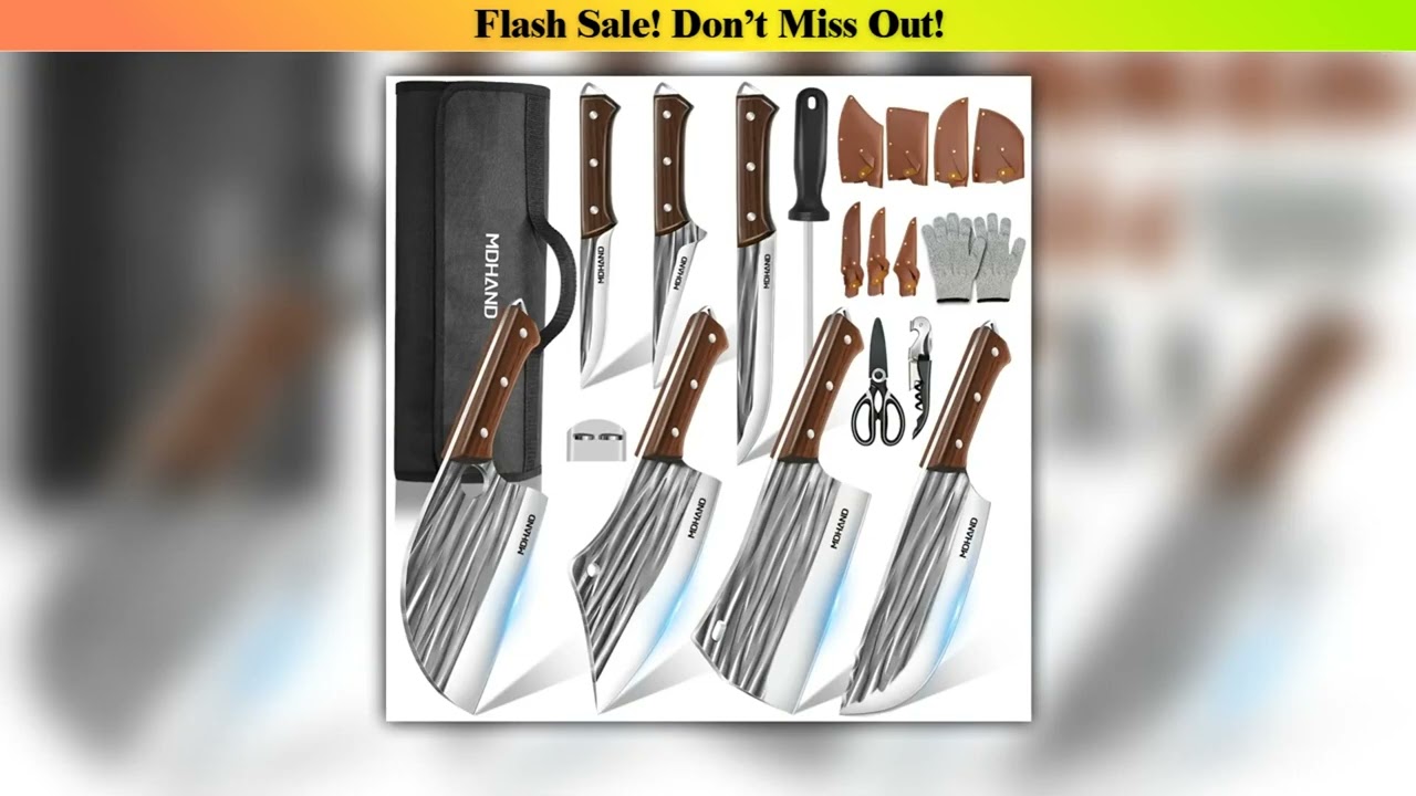 Discount ZENG 14pcs Chef Knife Hand Forged Cleaver Fruit Slicing Knife Butcher Boning Knife Wood