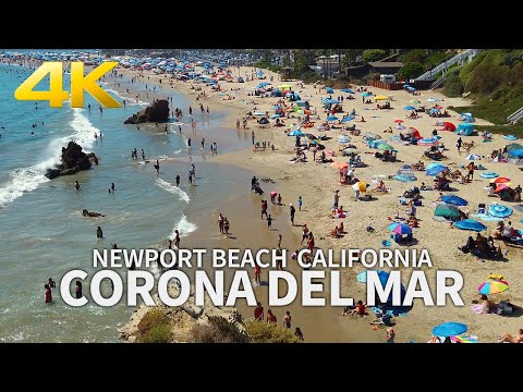 CORONA DEL MAR - Walking Corona Del Mar State Beach, Newport Beach, California, USA, 4K UHD