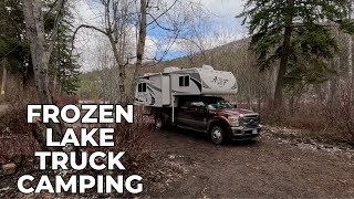 Spring Truck Camping At A Frozen Lake