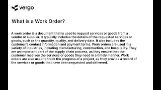 Understanding Work Orders