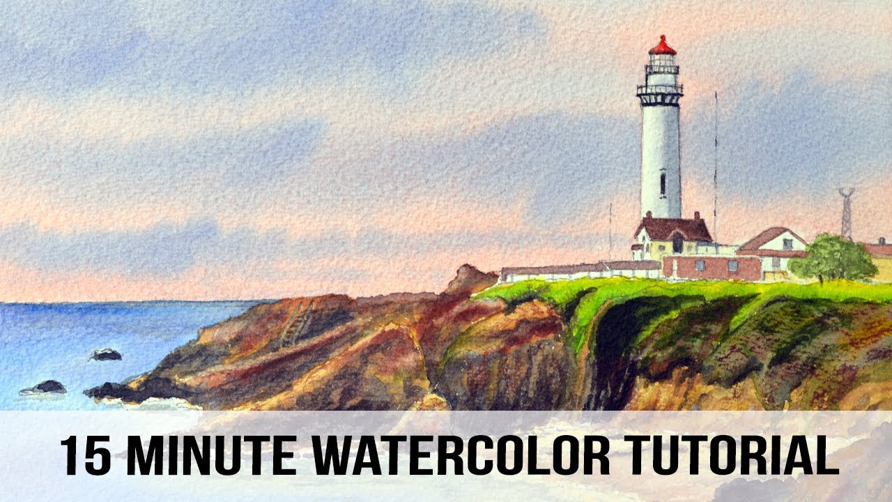 How to Paint a Lighthouse in WATERCOLOR | Pigeon Point - YouTube