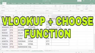VLOOKUP with CHOOSE Function in Excel