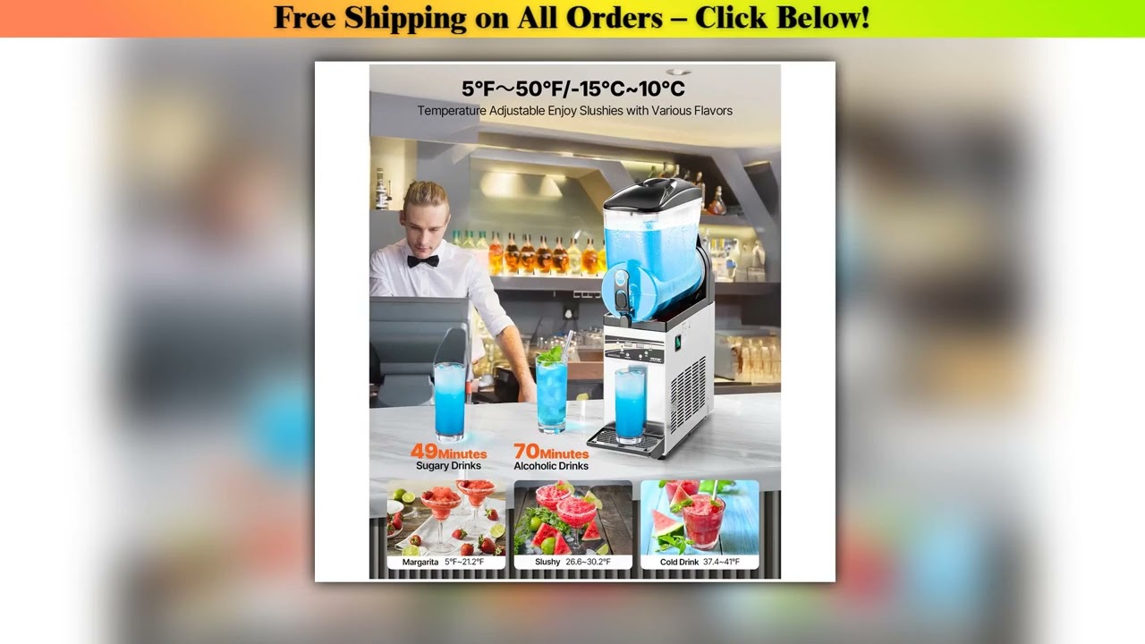 Succebuy 15L Commercial Frozen Drink Maker Single Tank Slushy Machine,Slushie Maker for Home Party