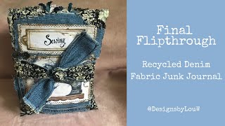 SOLD - Final flip through of recycled denim sewing journal