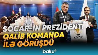 Rövşən Nəcəf IV minifutbol turnirinin qalibi olan SOCAR komandası ilə görüş keçirib - Baku TV