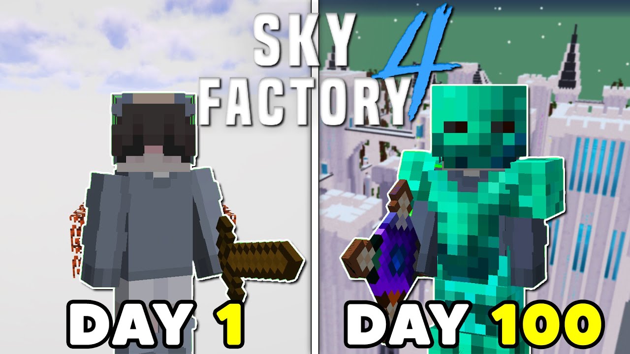 I Spent 100 DAYS in SkyFactory 4 Minecraft - YouTube