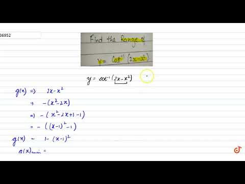 Video Find the range of `cot^(-1)(2x-x^2)` - youtube