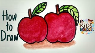 How to Draw Apple for Kids | Apple Coloring Page | Apple Art | Learn Coloring | Kids Channel
