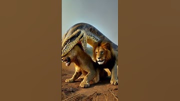 Giant Snake Attacks Lions 🐍🦁🔥 | Who Will Survive?!#WildlifeBattle #SnakeVsLion #snake