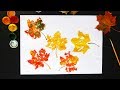 Рисуем осенними листьями. Детский рисунок
