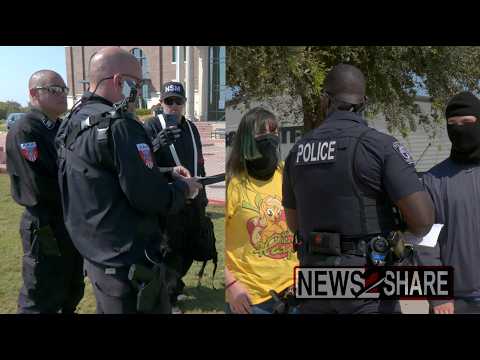 Armed Neo-Nazi National Socialist Movement rallies, trolled by counter-protesters in Prosper, Texas