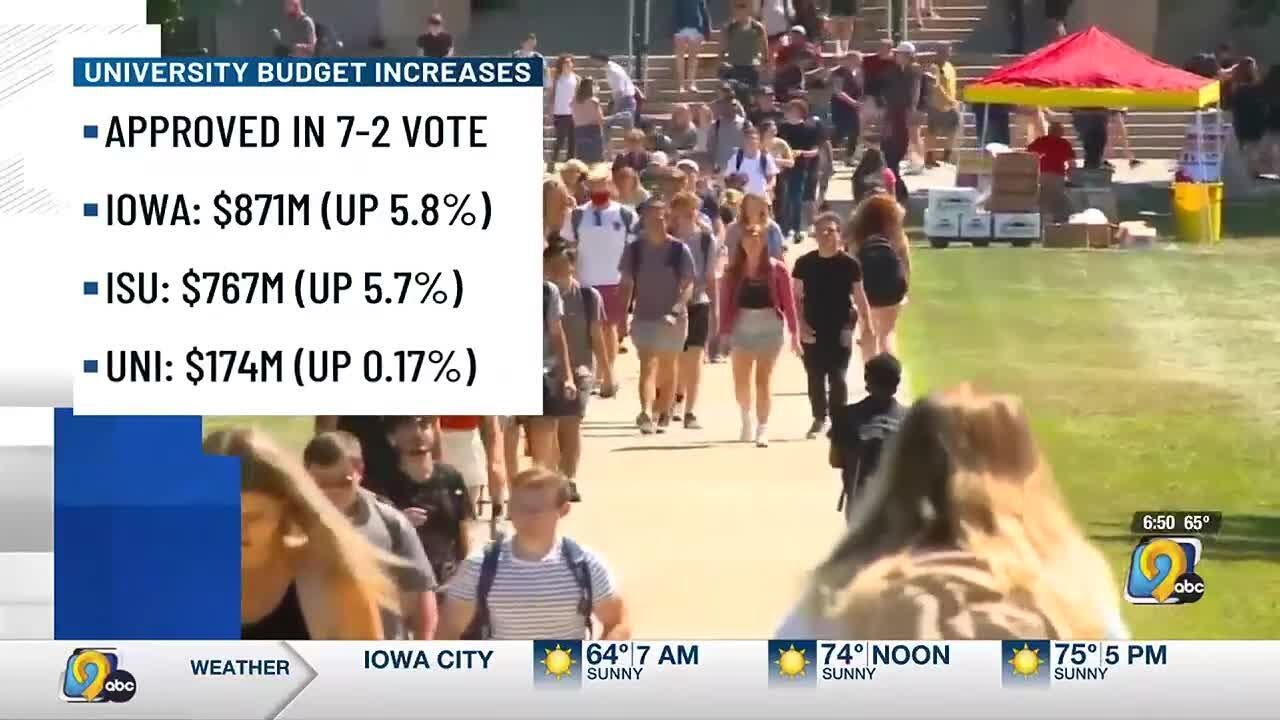 Iowa Board of Regents votes to approve budget increases for Iowa's three public universities