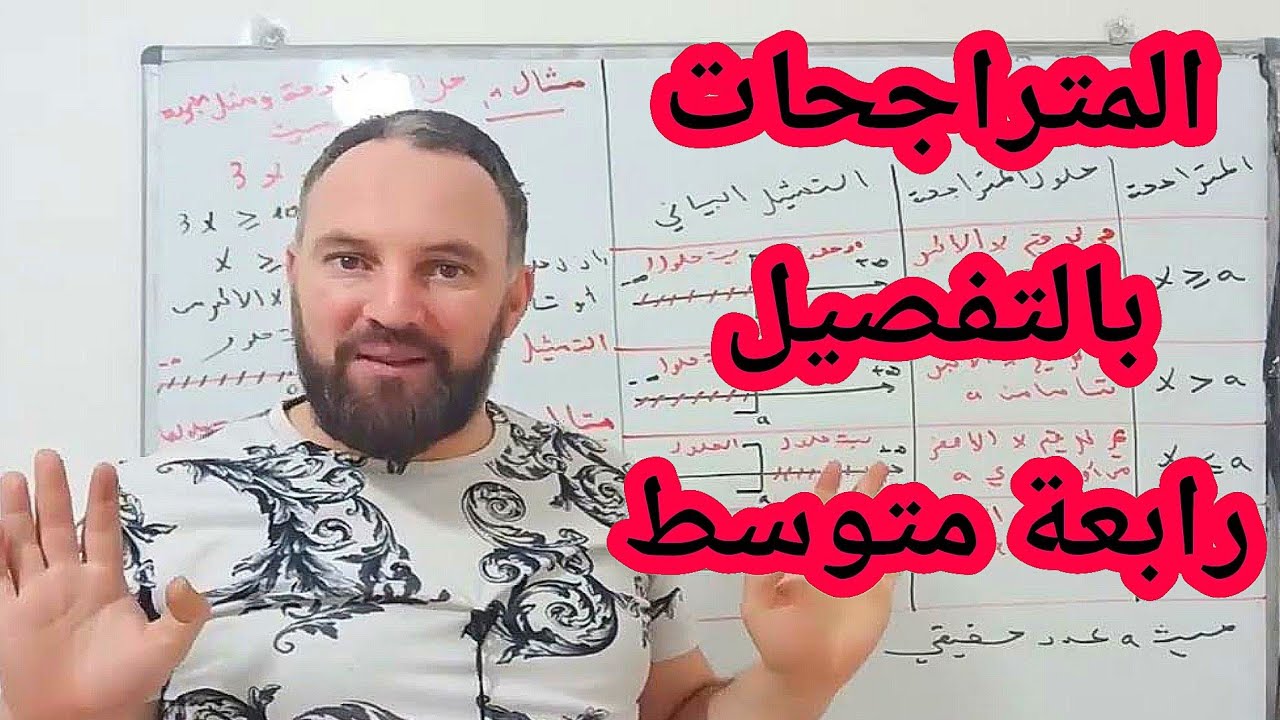المتراجحات بالتفصيل رابعة متوسط جميع الحالات