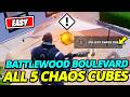 How to Find and Collect ALL 5 CHAOS CUBES (Battlewood Boulevard Locations) - Fortnite