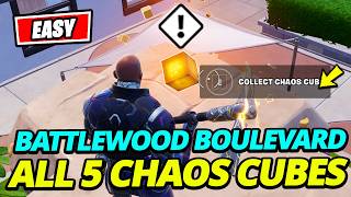 How to Find and Collect ALL 5 CHAOS CUBES (Battlewood Boulevard Locations) - Fortnite