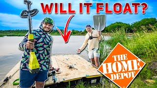 2v2 WALMART vs. HOME DEPOT BUILD YOUR OWN Fishing BOAT Challenge!  ( NO BUDGET )