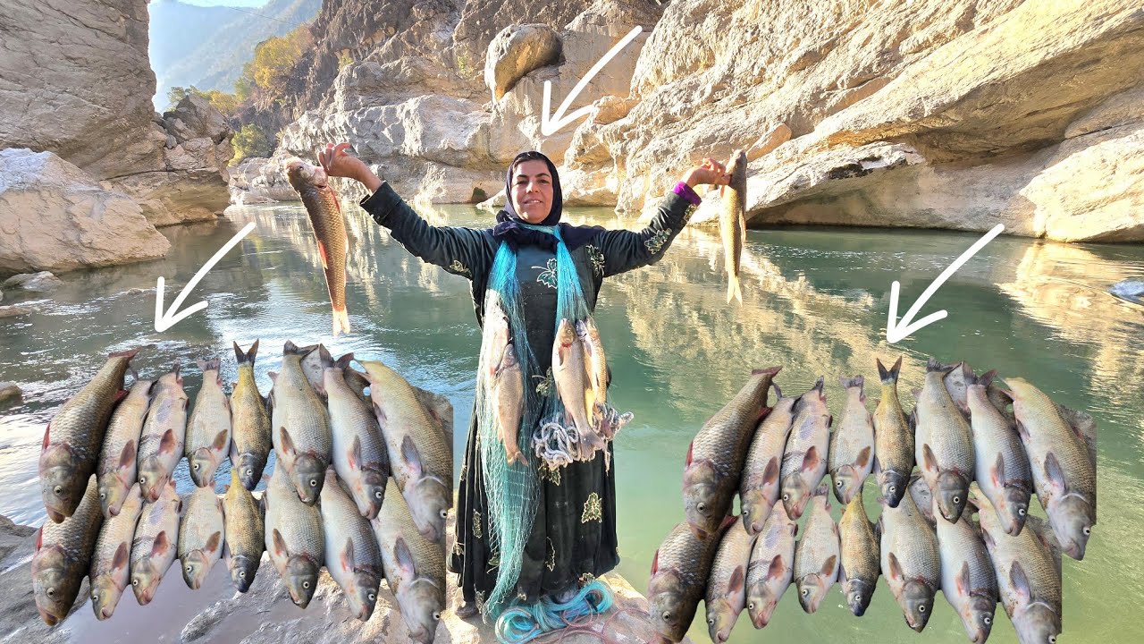 100 fish a day 💣💥Esmat's trip to the river to fish 🎣🌊 