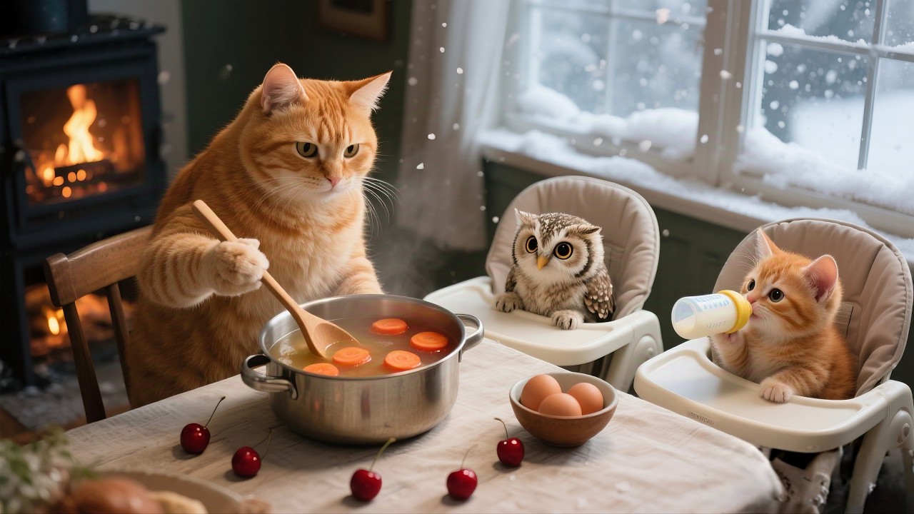 Mama Cat Rescues Injured Baby Owl, Brings It Home, Bandages Wounds & Cooks Radish Soup 🐾🦉🍲