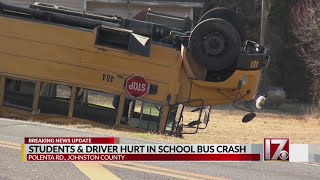 Witness talks about Johnston County school bus that flipped, crashed
