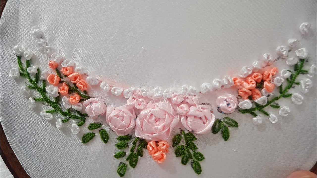 Ribbon Embroidery Neck Design #ribbonwork #easyembroiderytricks # - YouTube