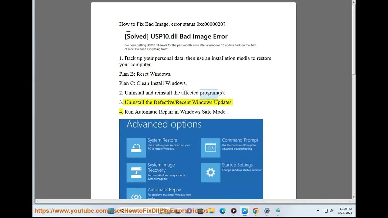 Fix bad image error status 0xc0000020 in microsoft teams youtube