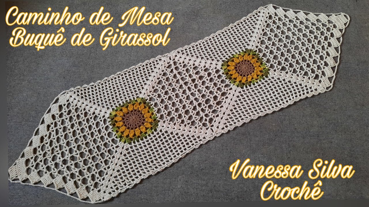 Caminho de Mesa Buquê de Girassol  ♡ Tutorial Crochê Passo a Passo