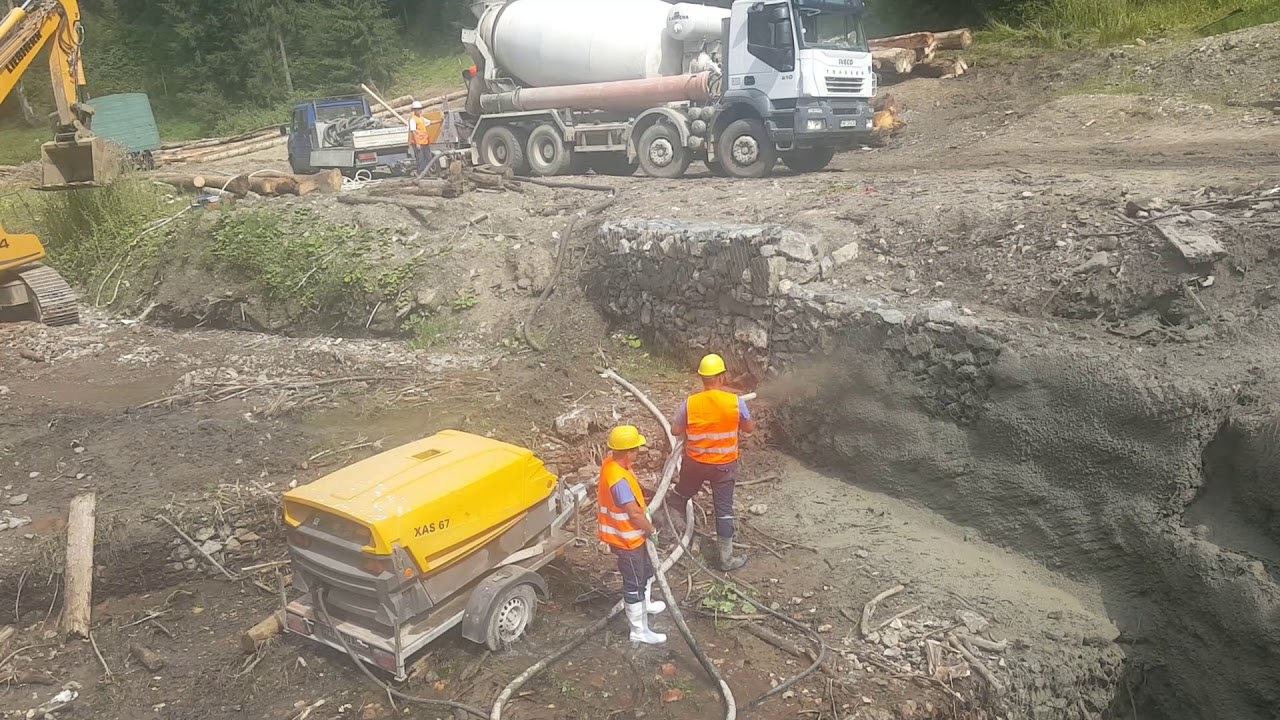 Torcretare zid de sprijin din gabioane