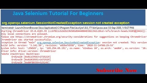 org.openqa.selenium.SessionNotCreatedException: session not created exception