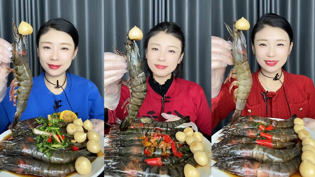 【MUKBANG】Thai shrimp + black tiger shrimp🦐🧄🍋🌶#Seafood#ASMR#yummy