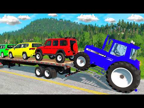 Flatbed Truck Mcqueen | Transportation with Truck - Pothole vs Car #34 - BeamNG.Drive