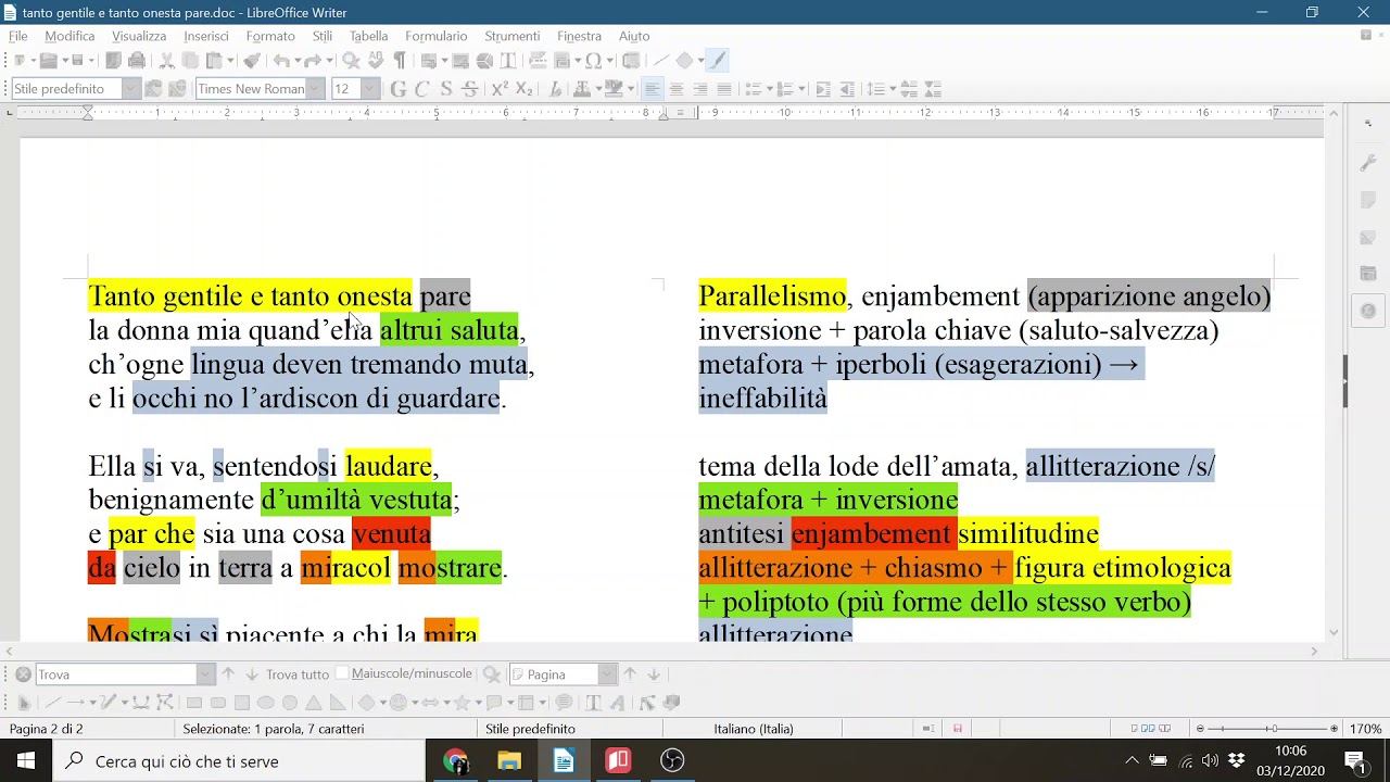 Letteratura: Dante Alighieri, Tanto gentile e tanto onesta pare