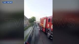 WATCH: Fire Breaks Out On Small Section Of Lagos Blue Line Track In Ijora Olopa