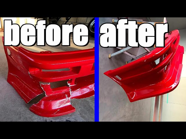 AE86の割れたFRPバンパーを不器用なオジサンがパテ盛って塗装しました