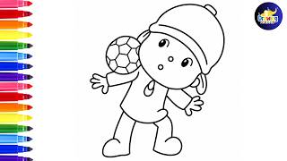Dibuja y Colorea A Pocoyó Jugando Al Fútbol 👶⚽ Dibujos Para Niños@dibujos-felices @pocoyo