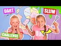 DARTPIJLTJES bepalen onze SLIJM CHALLENGE!! [Pijltjes Op Een Kaart Gooien] ♥DeZoeteZusjes♥