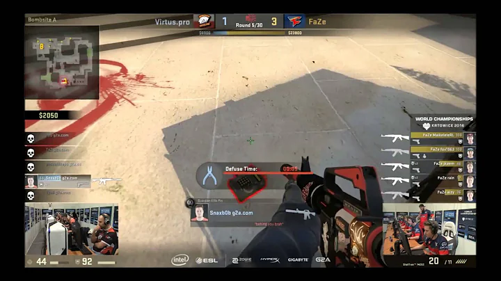 IEM Katowice 2016 Virtus.Pro vs Faze Snax Amazing ninja defuse 1v5