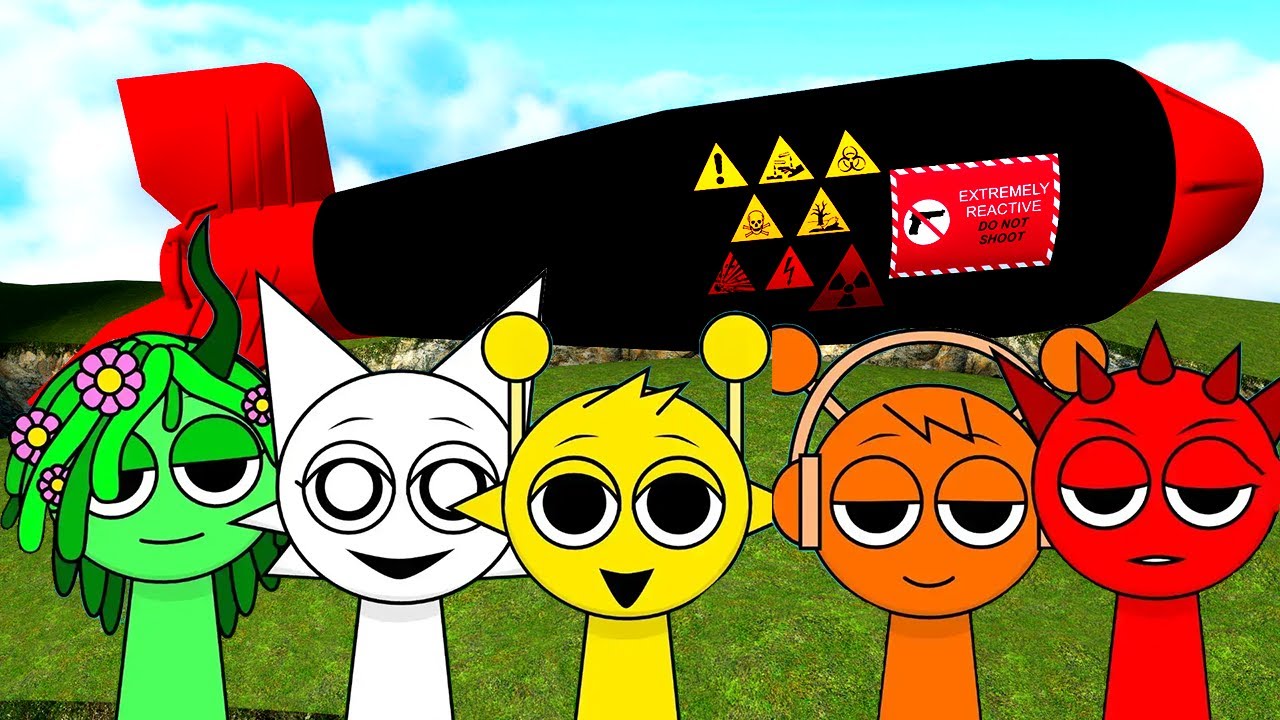 Garry's Mod Nuclear Bombs Testing In The Sky With SPRUNKI BOOM!