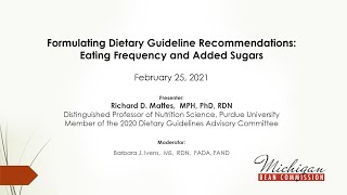 Formulating Dietary Guideline Recommendations: Eating Frequency and Added Sugars - Webinar