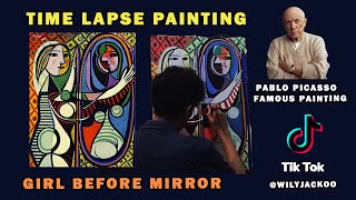 Picasso  Girl before Mirror  Cubism style oil painting time lapse