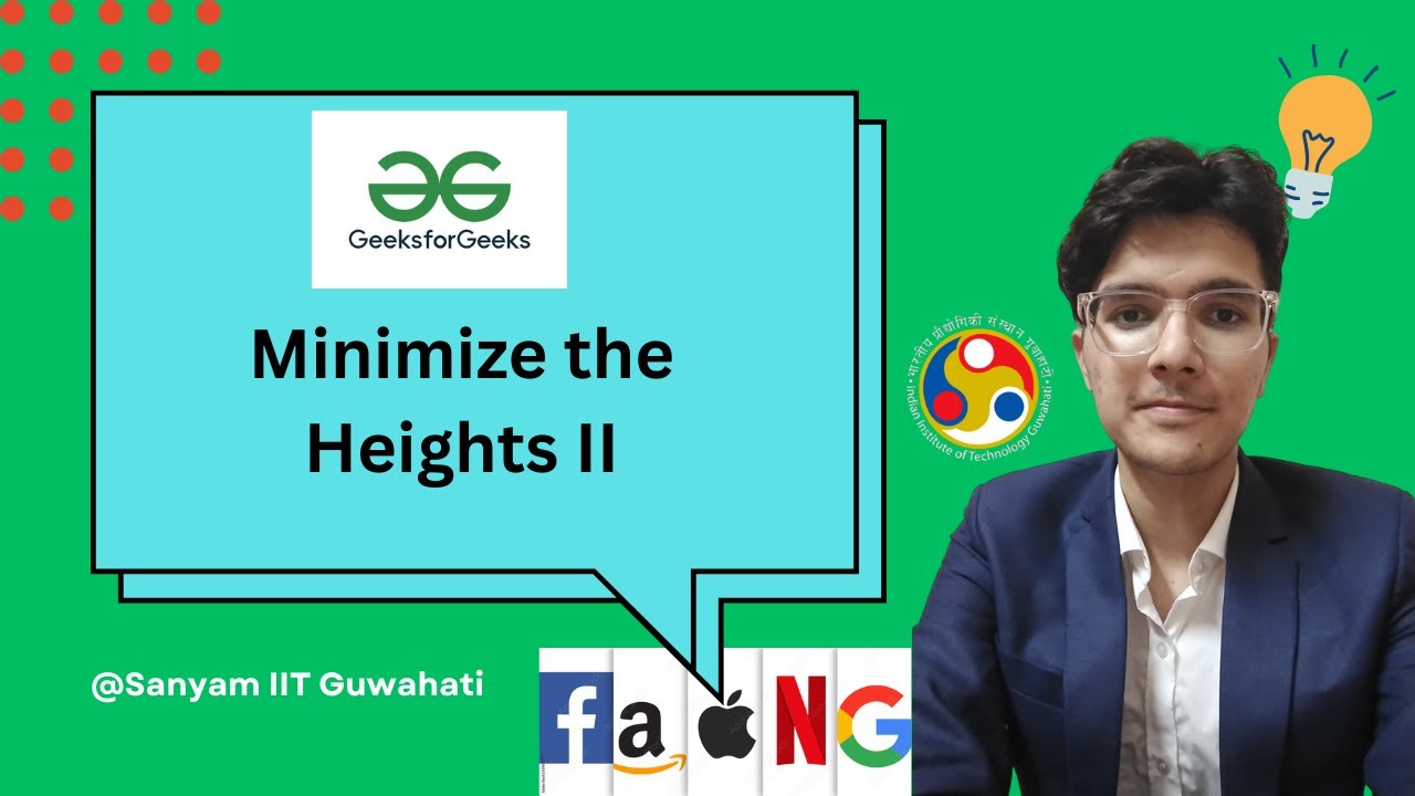 Minimize the Heights II | GFG | Greedy Solution - YouTube