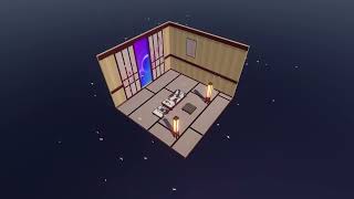 Free low-poly isometric asian tea room