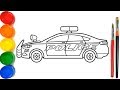 Glitter Police Car Coloring Pages | Mobil Polisi Halaman Mewarnai | Como Desenhar Carro de polícia