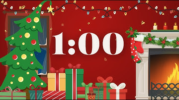 1 Minute Christmas Countdown Timer with Fireplace ASMR and Alarm for Teachers