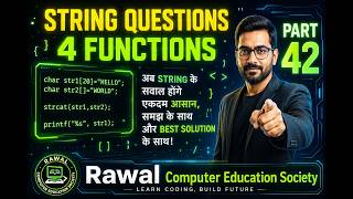String Function Questions in C 🔥 | strlen strcpy strcmp strcat 💻 | Part 42
