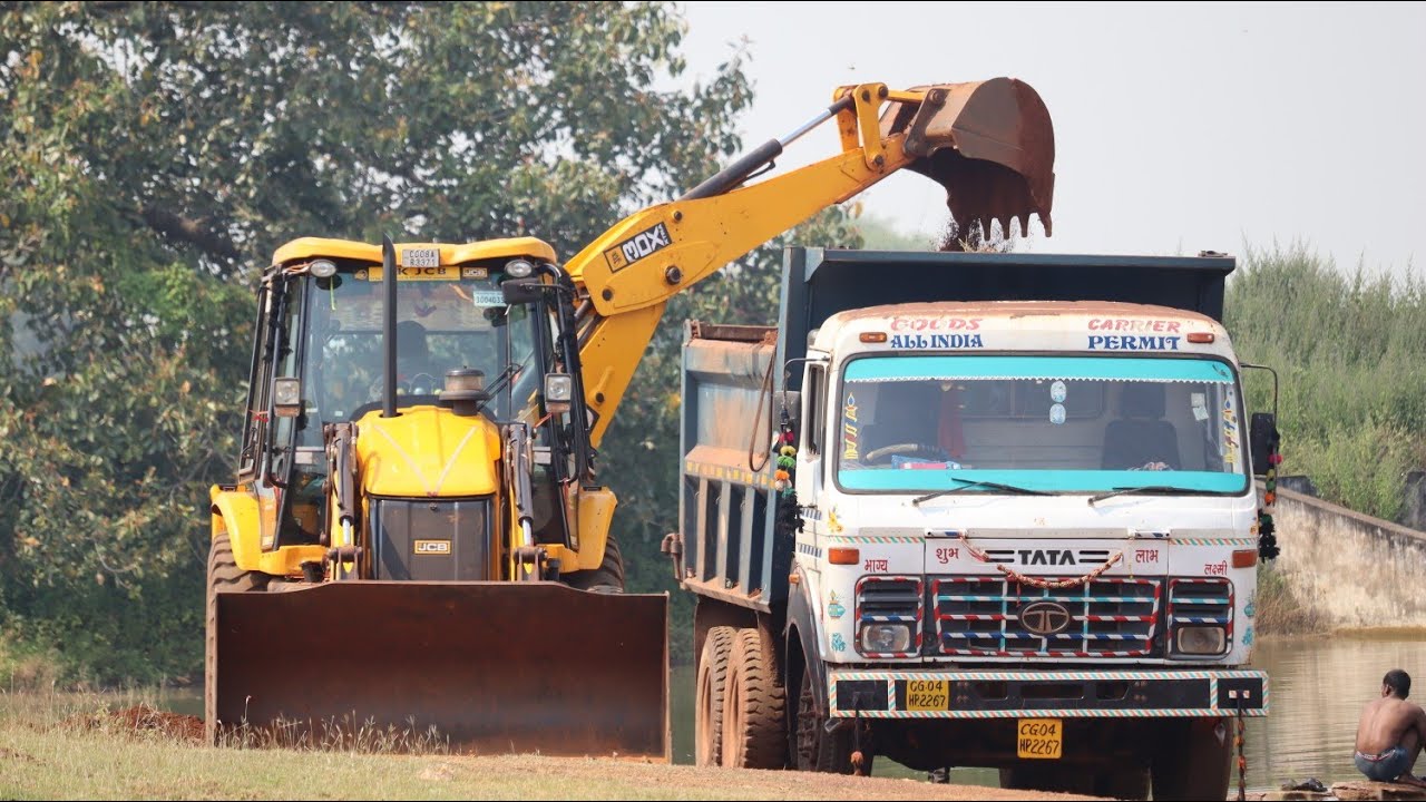 JCB 3dx Working for Road repair with Kirlosker JCB | Tata Truck