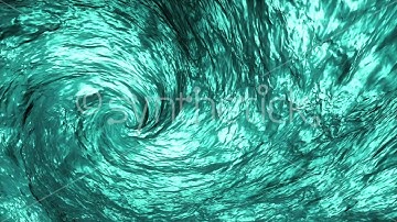 Stock video. Liquid vortex looping animation. Cyan blue - green spiral flow.