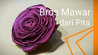 Tutorial membuat bros bunga mawar dari pita (ribbon rose)