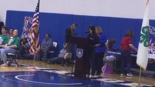 Juliette opened the Awards Ceremony at 4-H NW Clover Leaf District Project Achievement