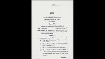 M.Sc.III Sem (Botany) Paper XII (2018): Plant Physiology (Kumaun University).....Dr. Sneh Lata