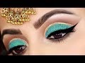 ग्रीन गोल्डन ग्लिटर ऑय मेकअप  Green and Golden Glitter Eye makeup Tutorial  | Deepti Ghai Sharma